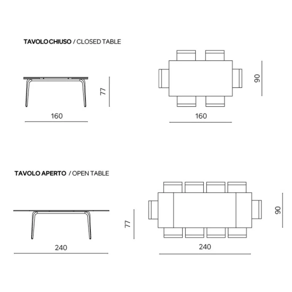 Uitschuifbare tafel 160/240x90 cm van gesinterd steen met marmerlook - Samus Viadurini