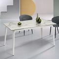 Uitschuifbare tafel 160/240x90 cm van gesinterd steen met marmerlook - Samus