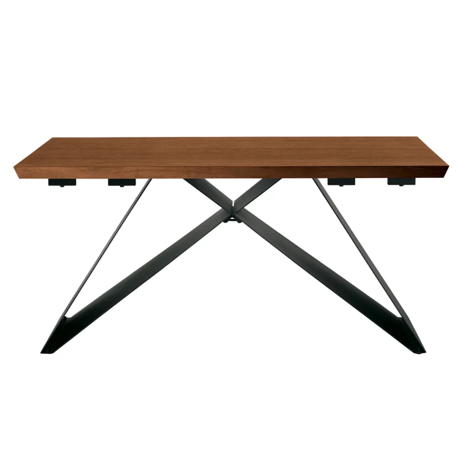 Uitschuifbare tafel 160/240x90 cm, gemaakt van walnoot en ijzer - Nodo Viadurini