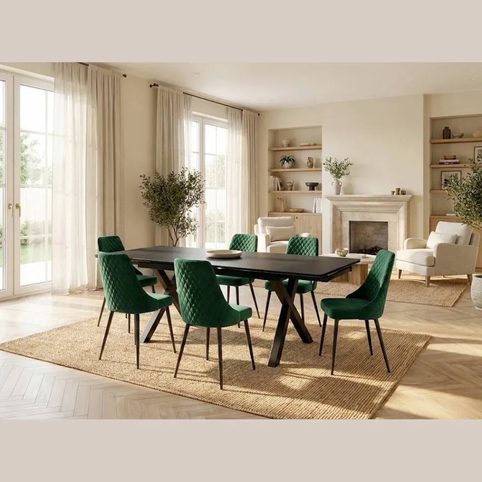 Uitschuifbare tafel 160/240x90 cm, gemaakt van glaskeramiek - Master Viadurini