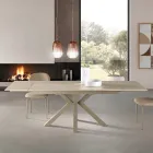 Uitschuifbare tafel 160/240x91 cm van gesinterd steen met marmerlook - Palazzo Viadurini