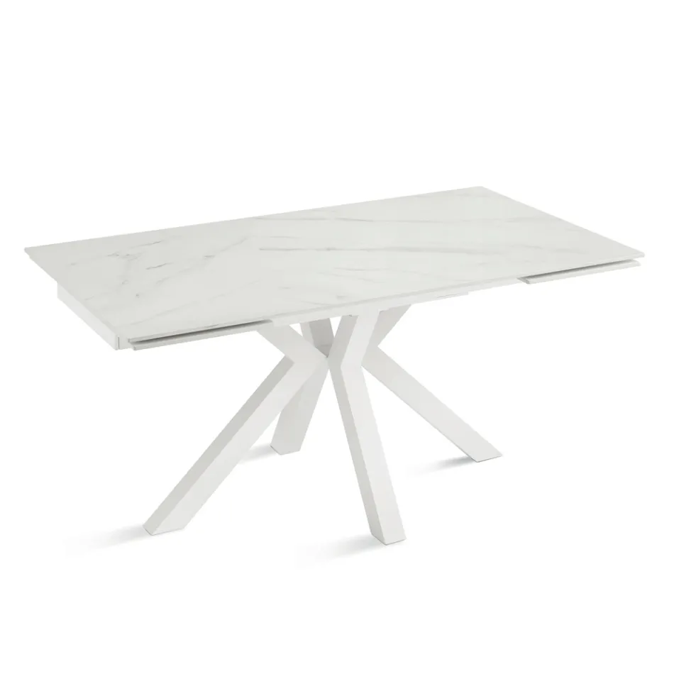 Uitschuifbare tafel 160/240x91 cm van gesinterd steen met marmerlook - Palazzo Viadurini