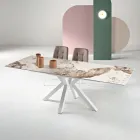 Uitschuifbare tafel 160/240x91 cm van gesinterd steen met marmerlook - Palazzo Viadurini