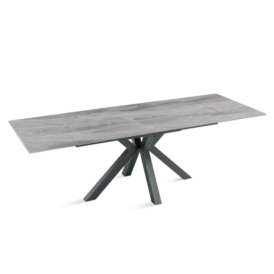 Uitschuifbare tafel 160/240x91 cm van gesinterd steen met marmerlook - Palazzo Viadurini