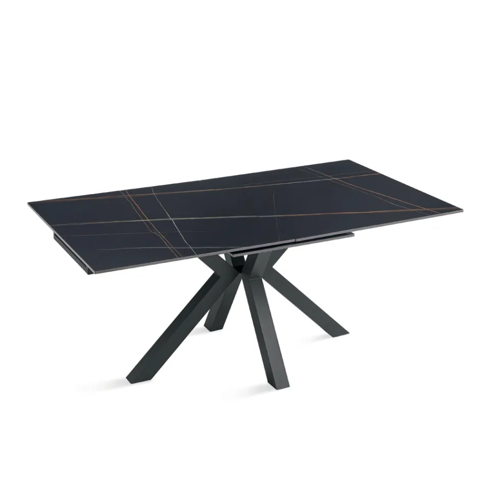 Uitschuifbare tafel 180/240x100 cm van gesinterd steen met marmerlook - Loggia Viadurini