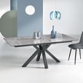 Uitschuifbare tafel 180/240x100 cm van gesinterd steen met marmerlook - Loggia