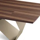 Uitschuifbare tafel 200/300x100 in eikenfineer en metaal - Kruis Viadurini