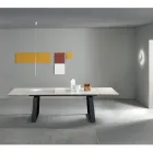 Uitschuifbare tafel 3 m glanzend keramisch blad met metalen poten - Papusca Viadurini