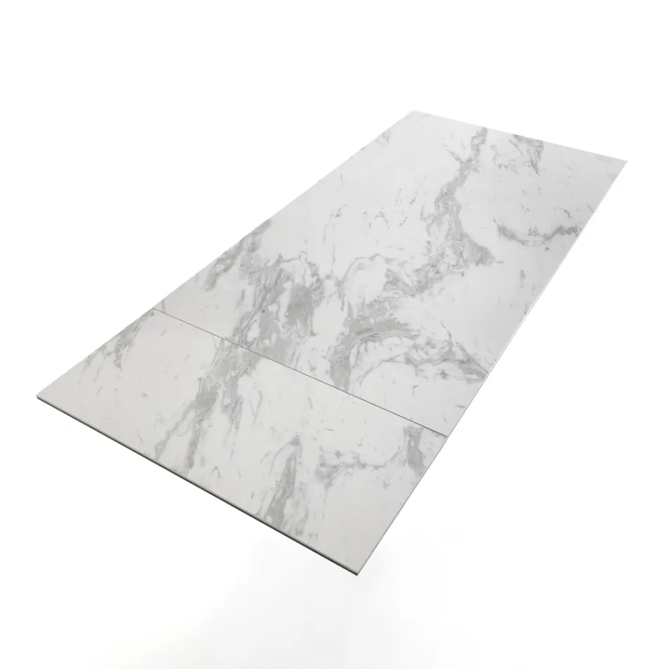 Uitschuifbare tafel tot 170 cm in staal en keramiek - Sphinx Viadurini