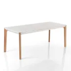 Uitschuifbare tafel tot 180 cm met massief eiken en rutheniumkleurige houten poten Viadurini