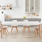 Uitschuifbare tafel tot 180 cm met massief eiken en rutheniumkleurige houten poten Viadurini