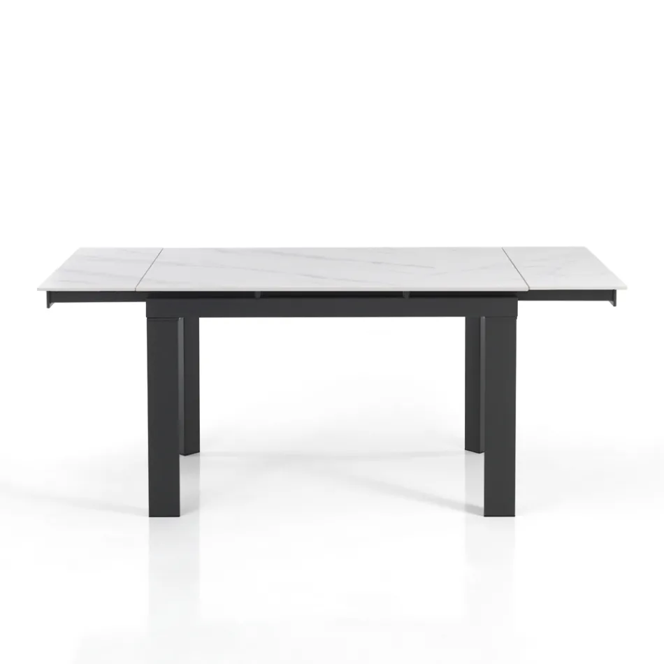 Uitschuifbare tafel tot 180 cm in wit marmeren afwerking - Brotola Viadurini