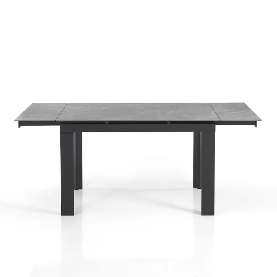 Uitschuifbare tafel tot 180 cm in wit marmeren afwerking - Brotola Viadurini