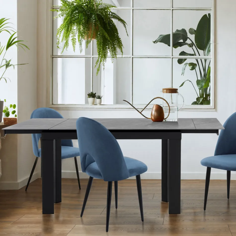 Uitschuifbare tafel tot 180 cm in wit marmeren afwerking - Brotola Viadurini