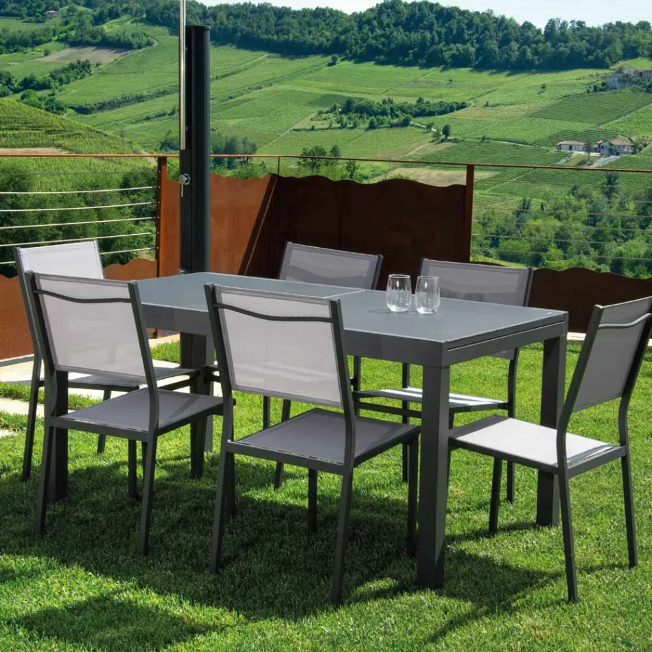 Uitschuifbare tafel 180 cm of 220 cm met gehard glazen blad - Cartellina Viadurini