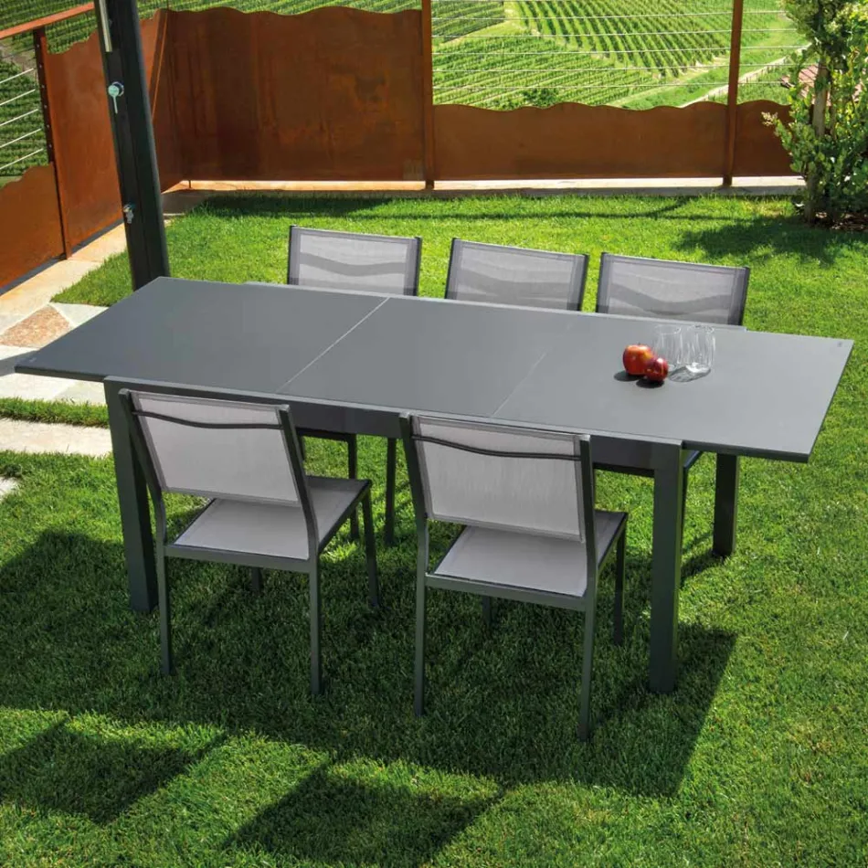 Uitschuifbare tafel 180 cm of 220 cm met gehard glazen blad - Cartellina Viadurini