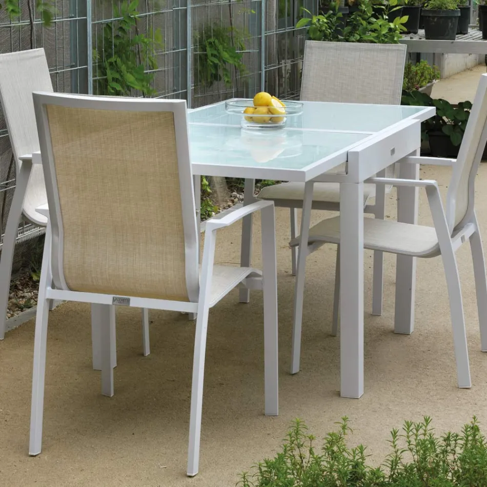 Uitschuifbare tafel 180 cm of 220 cm met gehard glazen blad - Cartellina Viadurini