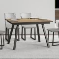 Uitschuifbare tafel tot 180 of 220 cm in hout en ijzer Made in Italy - Sterren