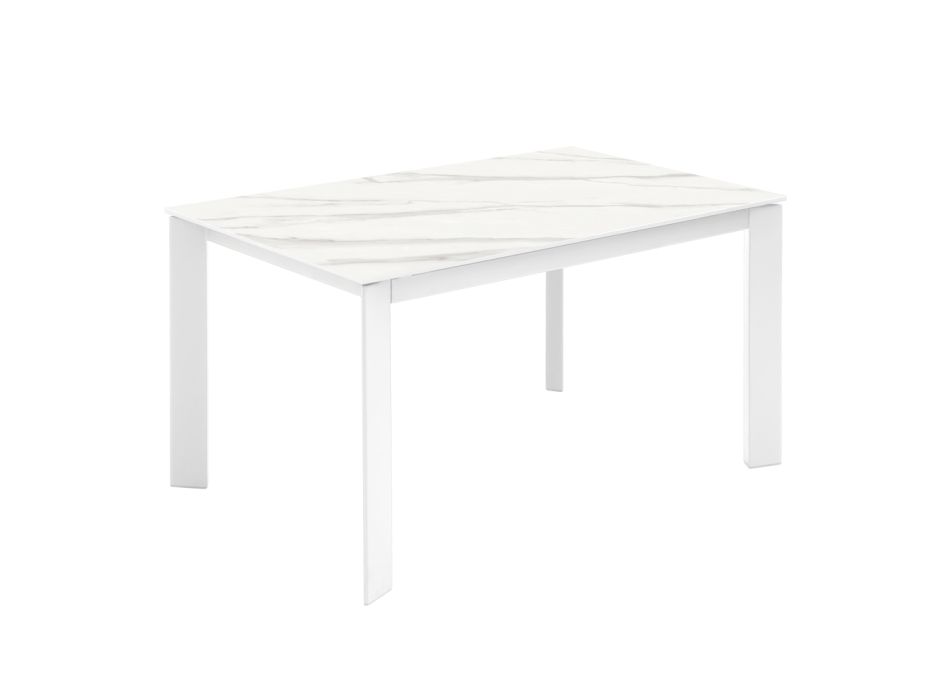Uitschuifbare tafel tot 190 cm in keramiek, melamine en metaal - Sara Viadurini