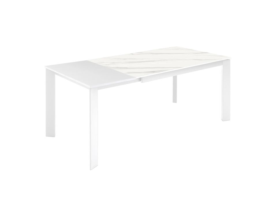 Uitschuifbare tafel tot 190 cm in keramiek, melamine en metaal - Sara Viadurini