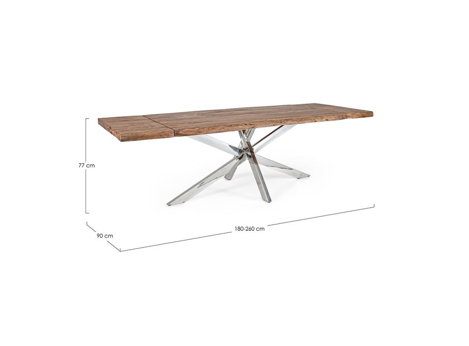Uitschuifbare tafel tot 2,6 m in handgemaakt hout Homemotion - Plutarco Viadurini