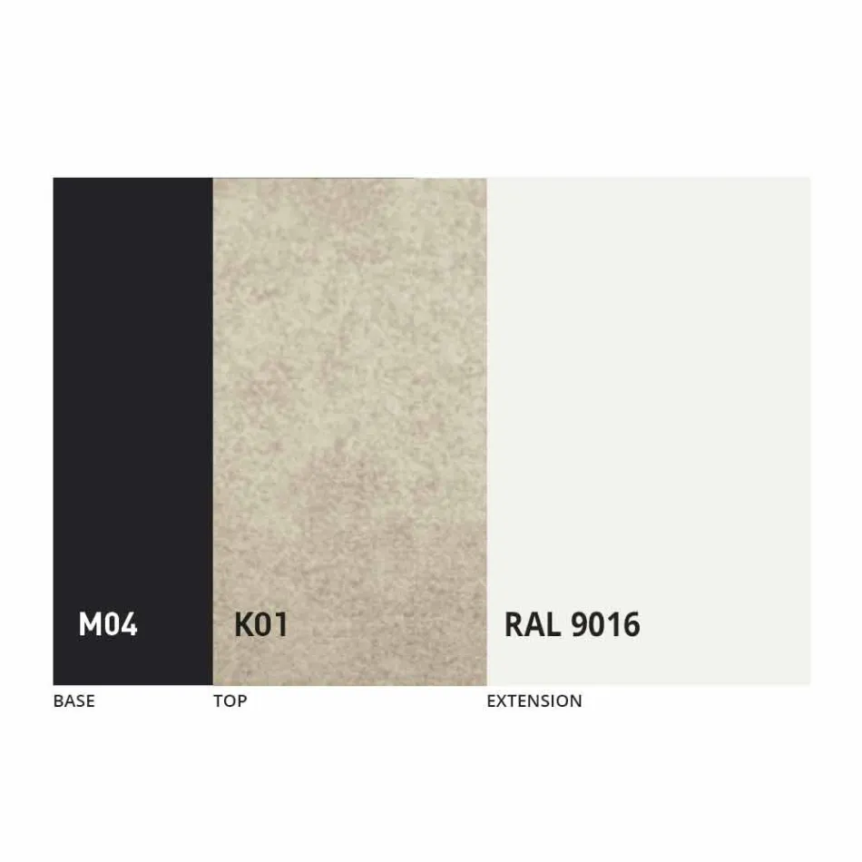 Uitschuifbare eettafel tot 2,8 m in keramiek en metalen poten - Paoluccio Viadurini