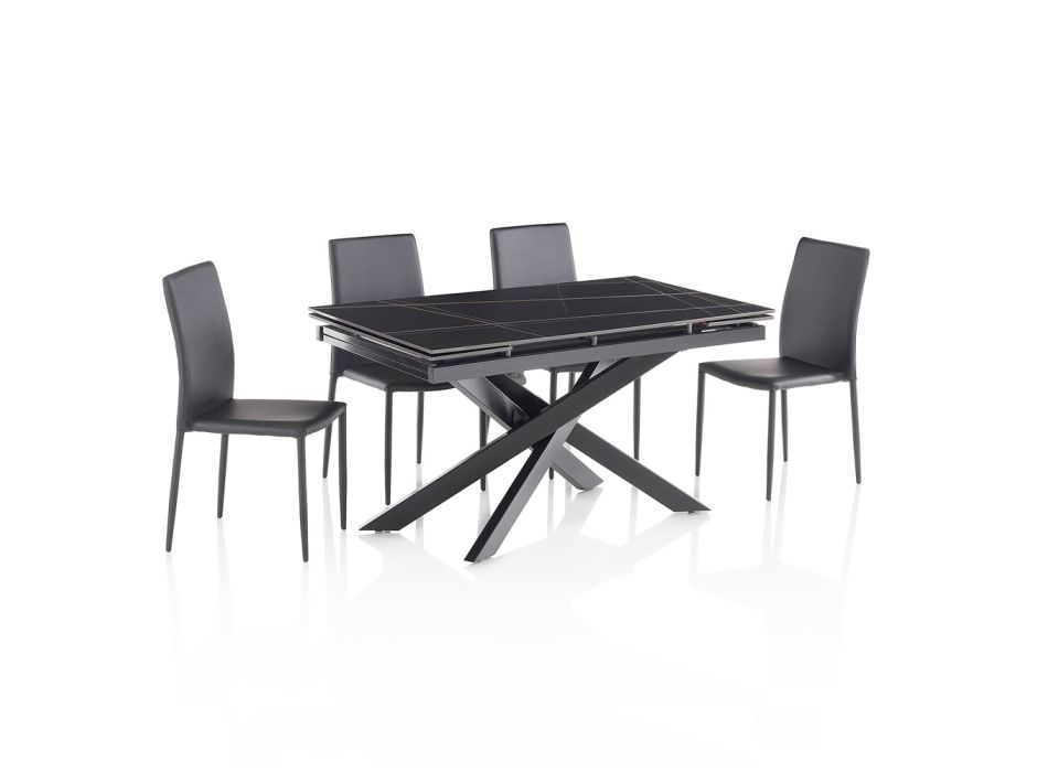 Uitschuifbare keramische tafel tot 200 cm met 4 stoelen - Aisha Viadurini