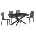 Uitschuifbare keramische tafel tot 200 cm met 4 stoelen - Aisha