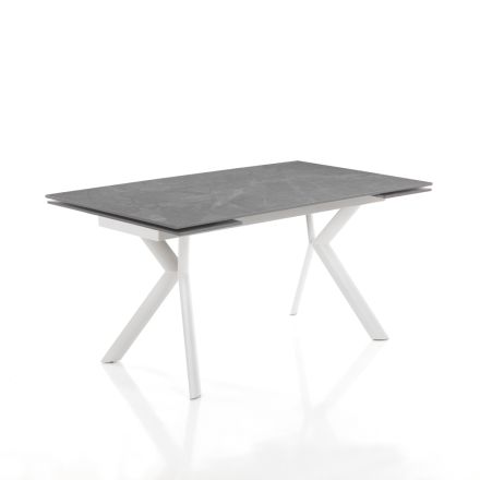 Uitschuifbare tafel tot 200 cm in keramiek en staal - Belone Viadurini