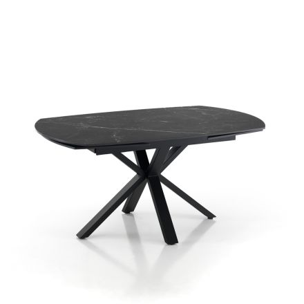 Uitschuifbare tafel tot 210 cm in staal en keramiek - Bavosa Viadurini