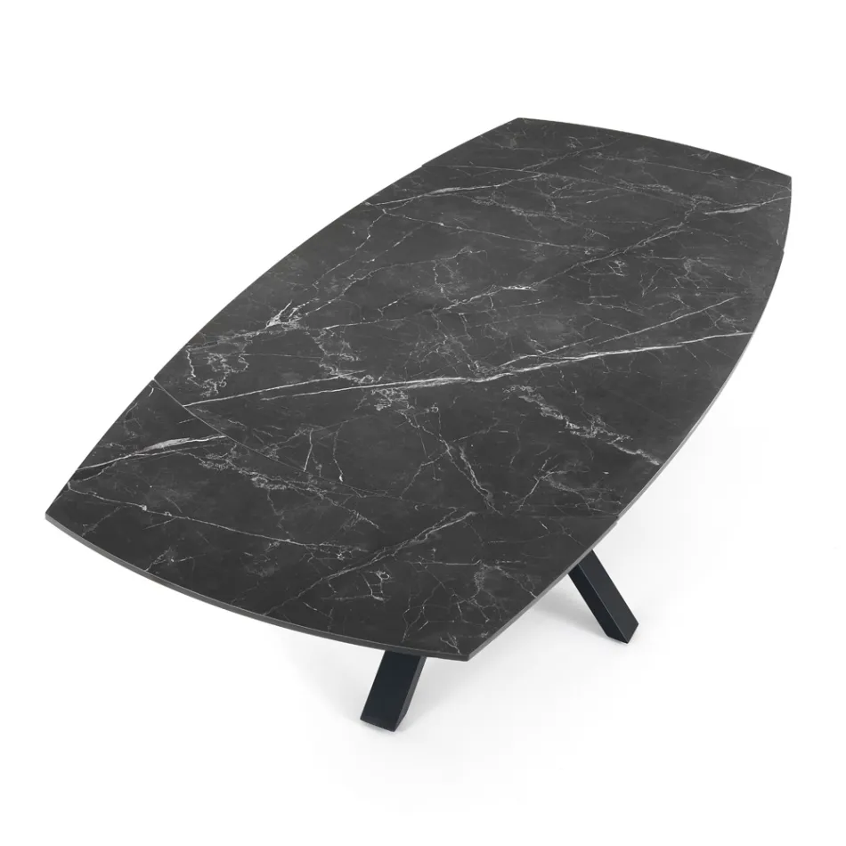 Uitschuifbare tafel tot 210 cm in staal en keramiek - Bavosa Viadurini