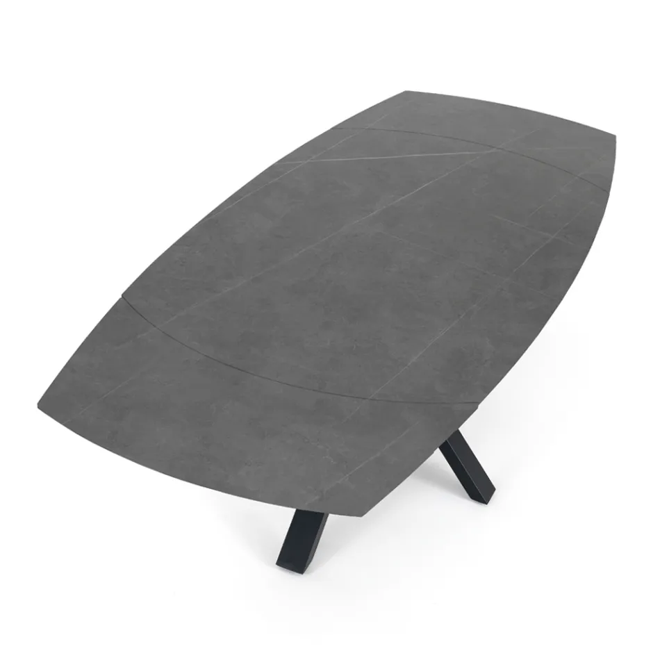 Uitschuifbare tafel tot 210 cm in staal en keramiek - Bavosa Viadurini