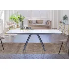 Uitschuifbare tafel tot 210 cm in grijs staal en keramiek - Canario Viadurini