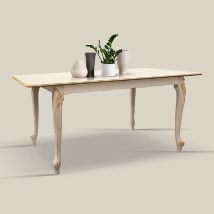 Uitschuifbare tafel tot 220 cm in wit en goud hout Made in Italy - Luxe Viadurini