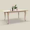 Uitschuifbare tafel tot 220 cm in wit en goud hout Made in Italy - Luxe