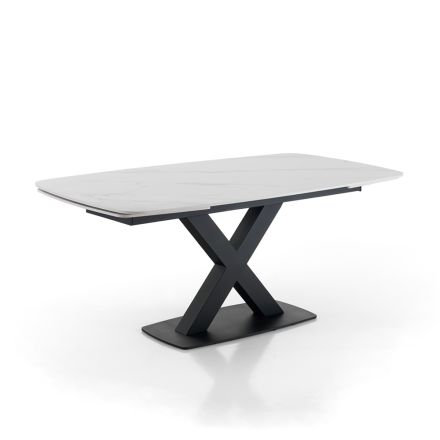 Uitschuifbare tafel tot 230 cm met blad in marmeren afwerking - Batofilo Viadurini