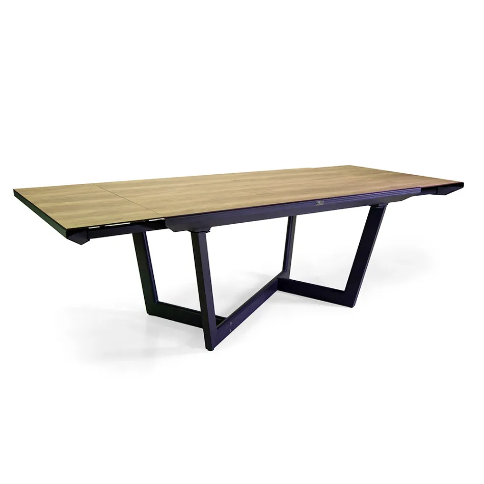 Uitschuifbare tafel 240 cm in aluminium met HPL bovenblad - Righello Viadurini
