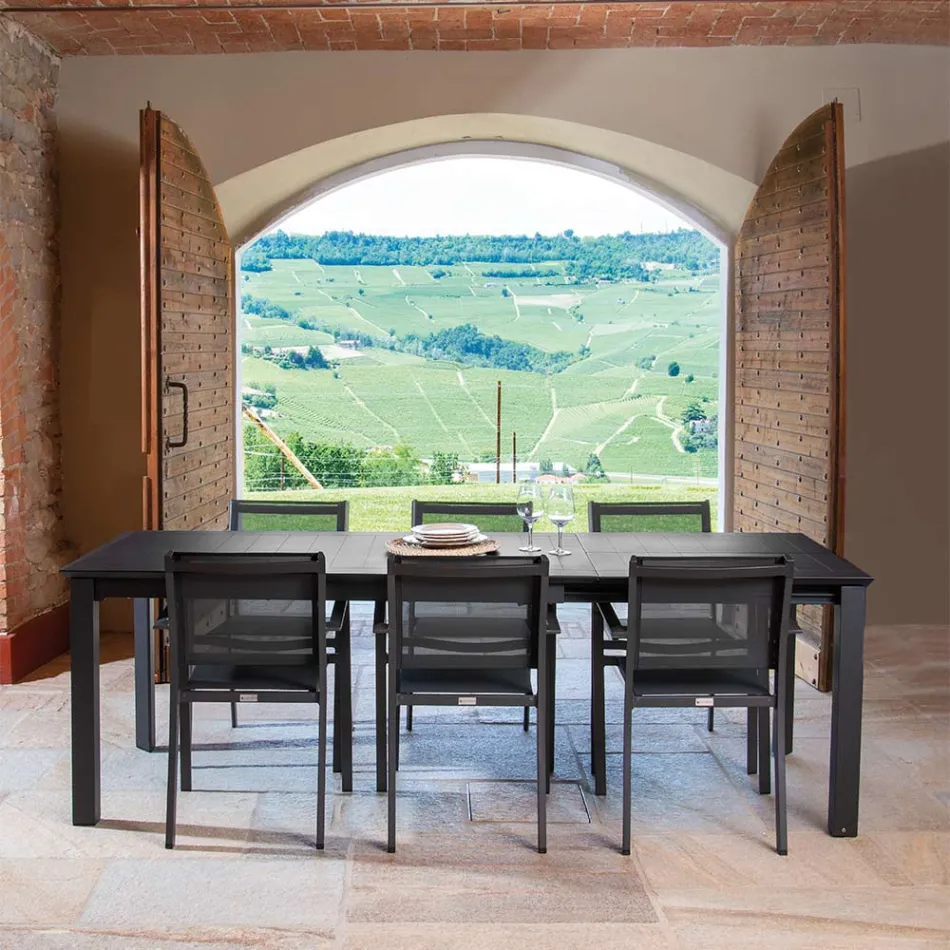 Uitschuifbare tafel 240 cm in aluminium met verschillende afwerkingen - Notebook Viadurini