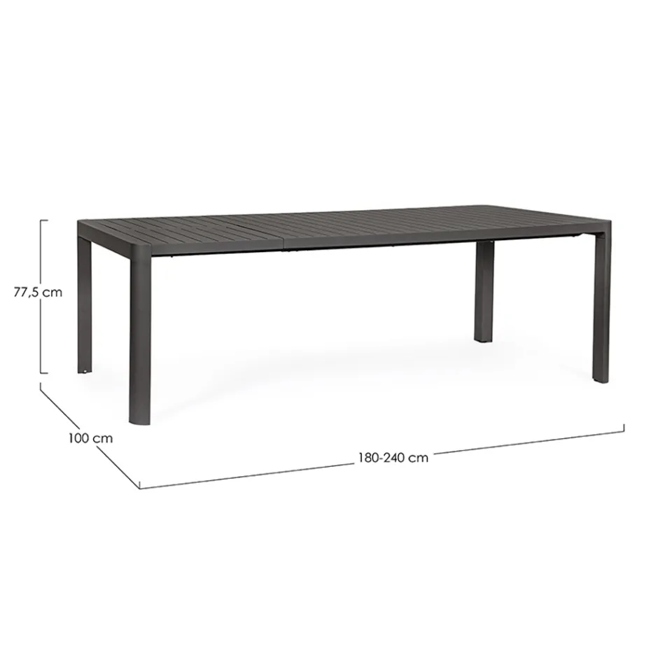 Uitschuifbare tafel tot 240 cm in gepoedercoat aluminium - verf Viadurini