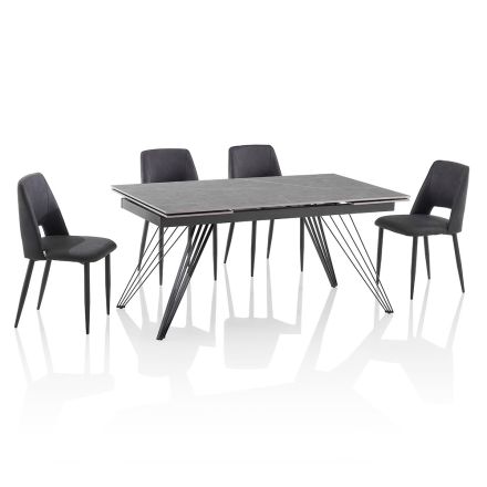 Uitschuifbare keramische tafel tot 240 cm met 4 stoelen - Aisha Viadurini
