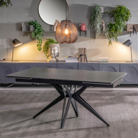 Uitschuifbare tafel tot 240 cm in keramiek en metalen onderstel - Boeket Viadurini