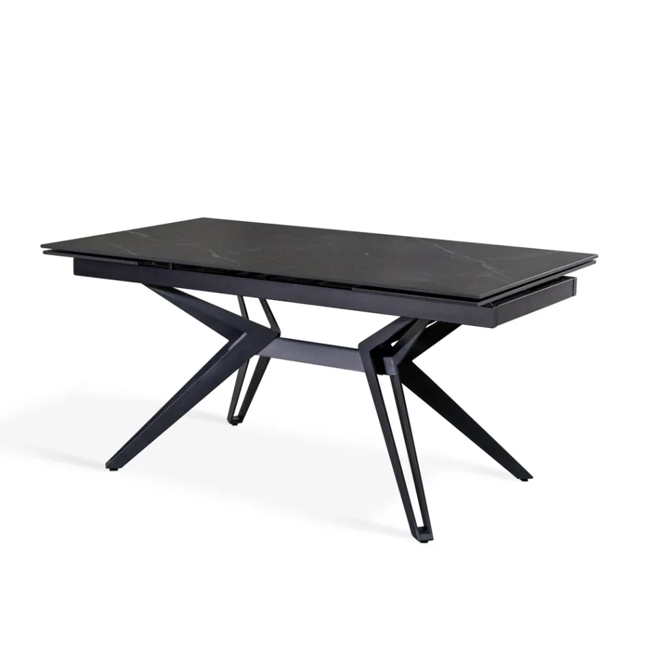 Uitschuifbare tafel tot 240 cm in keramiek en metaal - Boeket Viadurini