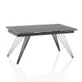 Uitschuifbare tafel tot 240 cm in keramiek en zwart metaal - Leila