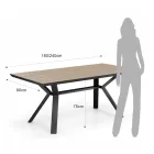 Uitschuifbare tafel tot 240 cm in zwart metaal en MDF - Donzella Viadurini