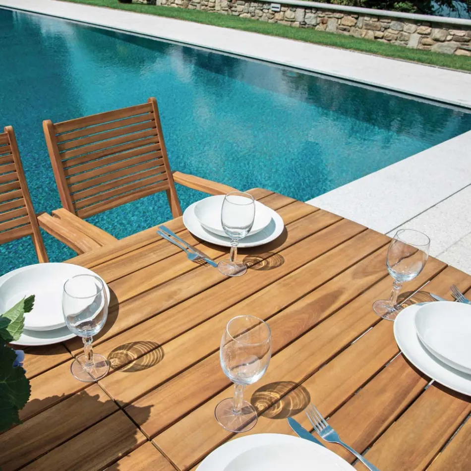 Uitschuifbare tafel tot 240 cm voor de tuin Gemaakt van acaciahout - Sereno Viadurini