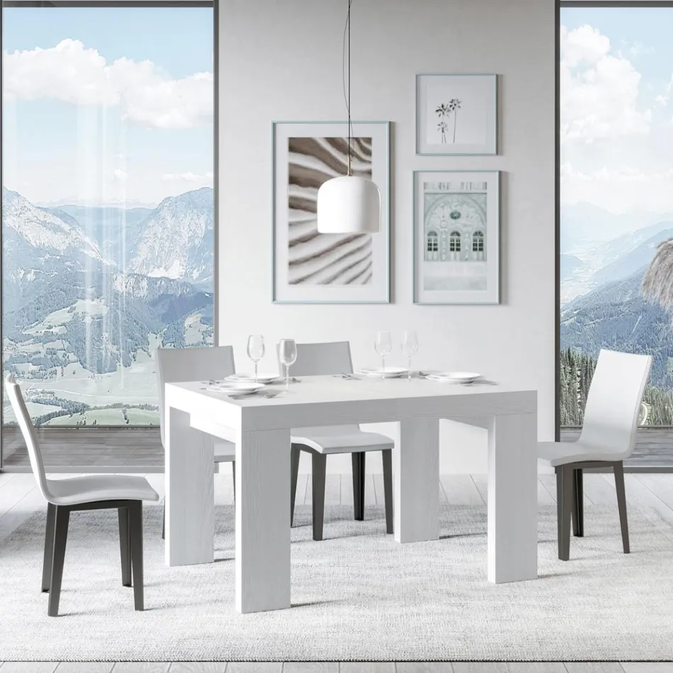 Uitschuifbare tafel tot 246 cm in houten microdeeltjes gemaakt in Italië - Boom Viadurini