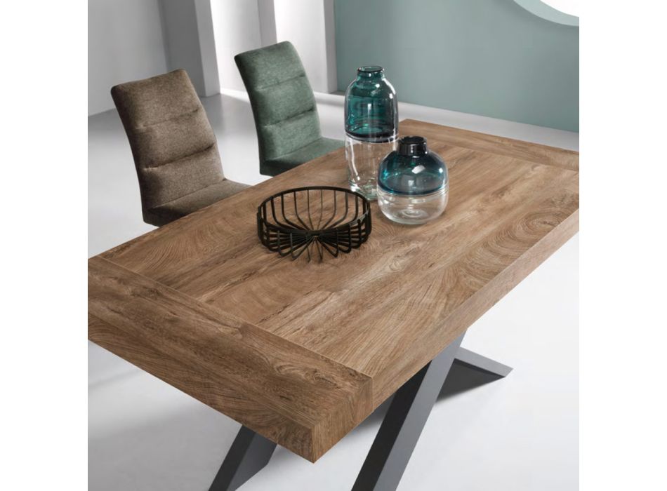 Uitschuifbare tafel tot 260 cm met blad in houteffect Made in Italy - Odelmo Viadurini