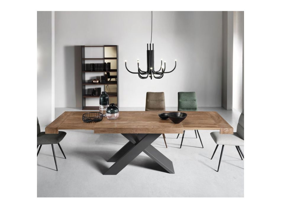 Uitschuifbare tafel tot 260 cm met blad in houteffect Made in Italy - Odelmo Viadurini