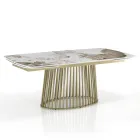 Uitschuifbare tafel tot 260 cm in keramiek, marmer en metalen afwerking - Veneto Viadurini