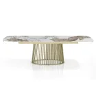 Uitschuifbare tafel tot 260 cm in keramiek, marmer en metalen afwerking - Veneto Viadurini